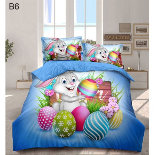 Set Lenjerie Eleganta cu imprimeu de Paște, 6 piese din Finet, Cearceaf de pat 230x250cm, Pat 2 Persoane, BB6 Set Lenjerie Eleganta cu imprimeu de Paște, 6 piese din Finet, Cearceaf de pat 230x250cm, Pat 2 Persoane, BB6