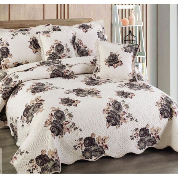 Cuvertură Pat Dublu, 5 Piese, Bumbac 100% , Imprimat –Calitate Premium, cu Imprimeu Durabil, 230x250 cm, E-S138 Cuvertură Pat Dublu, 5 Piese, Bumbac 100% , Imprimat –Calitate Premium, cu Imprimeu Durabil, 230x250 cm, E-S138