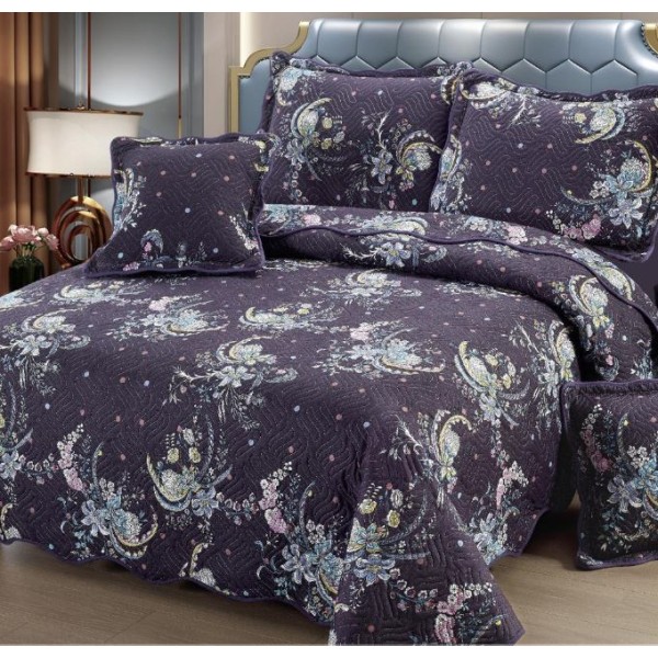 Cuvertură Pat Dublu, 5 Piese, Bumbac 100% , Imprimat –Calitate Premium, cu Imprimeu Durabil, 230x250 cm, E-S139 Cuvertură Pat Dublu, 5 Piese, Bumbac 100% , Imprimat –Calitate Premium, cu Imprimeu Durabil, 230x250 cm, E-S139