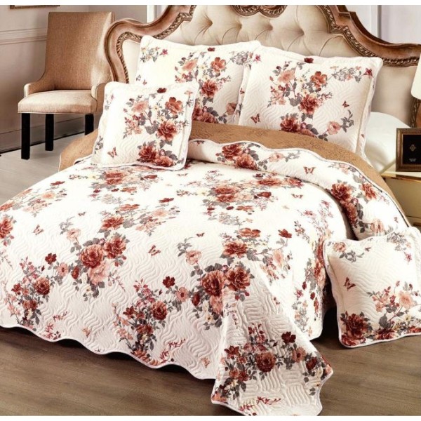 Cuvertură Pat Dublu, 5 Piese, Bumbac 100% , Imprimat –Calitate Premium, cu Imprimeu Durabil, 230x250 cm, E-S128 Cuvertură Pat Dublu, 5 Piese, Bumbac 100% , Imprimat –Calitate Premium, cu Imprimeu Durabil, 230x250 cm, E-S128