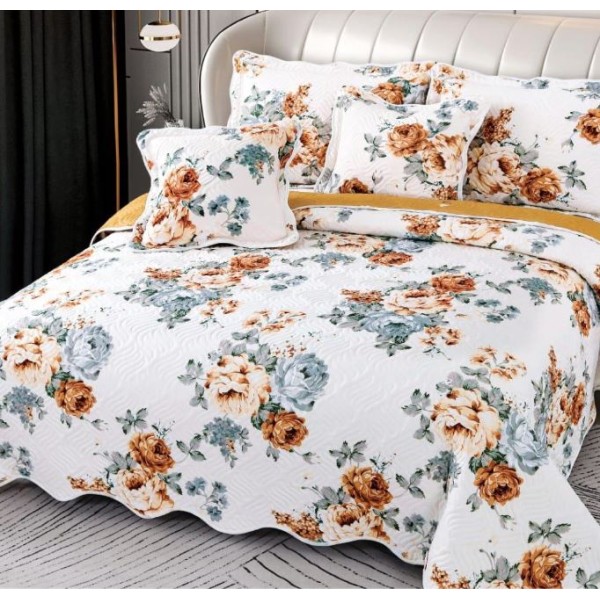 Cuvertură Pat Dublu, 5 Piese, Bumbac 100% , Imprimat –Calitate Premium, cu Imprimeu Durabil, 230x250 cm, E-S218 Cuvertură Pat Dublu, 5 Piese, Bumbac 100% , Imprimat –Calitate Premium, cu Imprimeu Durabil, 230x250 cm, E-S218