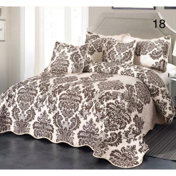 Cuvertură Pat Dublu, 5 Piese, Bumbac 100% , Imprimat –Calitate Premium, cu Imprimeu Durabil, 230x250 cm, E-S18 Cuvertură Pat Dublu, 5 Piese, Bumbac 100% , Imprimat –Calitate Premium, cu Imprimeu Durabil, 230x250 cm, E-S18