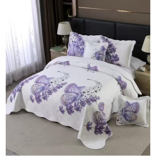 Cuvertură Pat Dublu, 5 Piese, Bumbac 100% , Imprimat –Calitate Premium, cu Imprimeu Durabil, 230x250 cm, E-S9 Cuvertură Pat Dublu, 5 Piese, Bumbac 100% , Imprimat –Calitate Premium, cu Imprimeu Durabil, 230x250 cm, E-S9