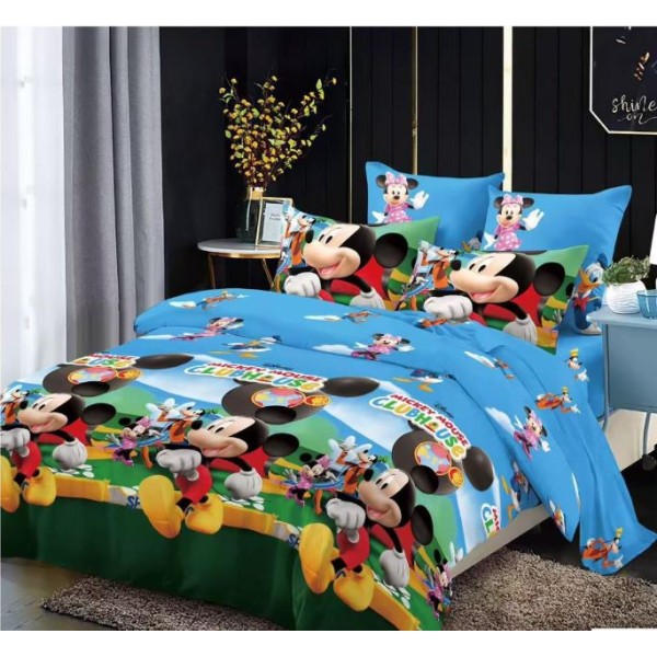 Lenjerie Bumbac tip Finet pufos, ușoară, Model Mickey Mouse pentru copii, cearceaf pentru pat 230x250cm, L-283