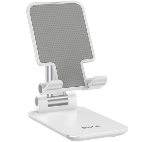 Suport birou Hoco PH29A, pentru Telefon si tableta, Ajustabil 120 grade, Protectie silicon, Alb