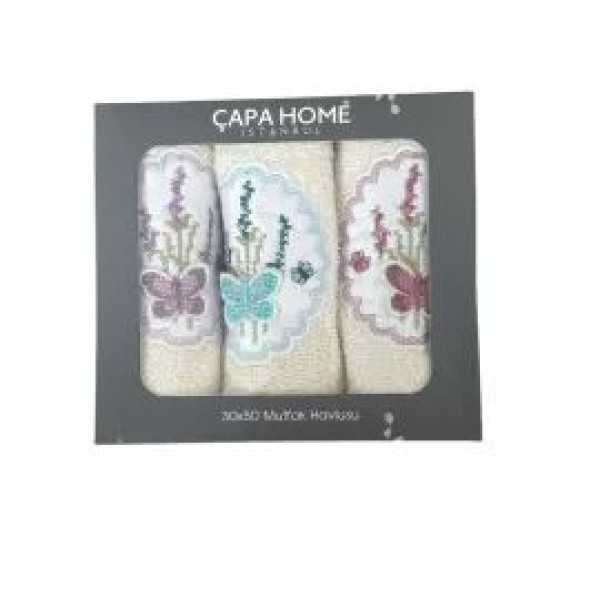 Set 3 prosoape din bumbac Cu model 30x50CM