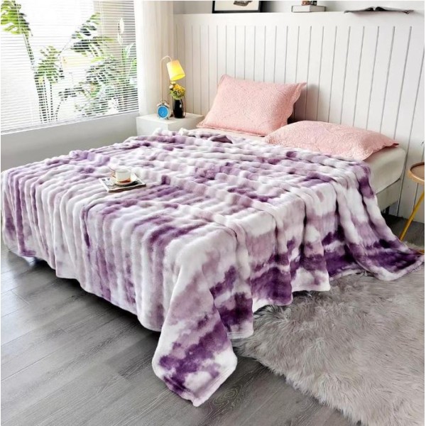 Pătură cu blană de iepure artificială ultra-moale, 200x230 cm, PUT-07