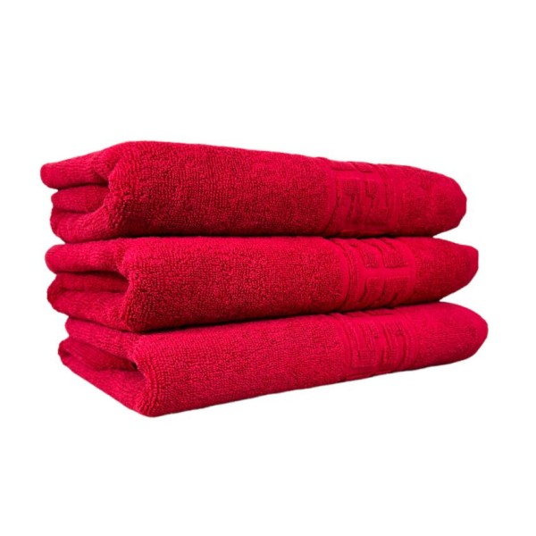 Set 3 prosoape de baie, Bumbac, Bordura Greceasca, 550g/m² cu fir dublu, 70x140cm, Rosu, GC-5 Set 3 prosoape de baie, Bumbac, Bordura Greceasca, 550g/m² cu fir dublu, 70x140cm, Rosu, GC-5