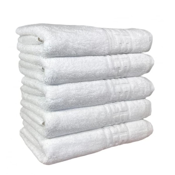 Set 5 prosoape de baie, Bumbac, Bordura Greceasca, 550g/m² cu fir dublu, 70x140cm, Alb, GC-10 Set 5 prosoape de baie, Bumbac, Bordura Greceasca, 550g/m² cu fir dublu, 70x140cm, Alb, GC-10