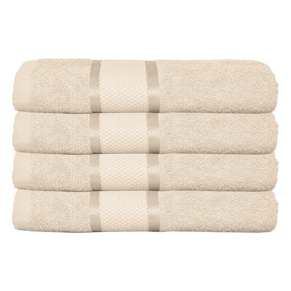 Set 4 prosoape de baie, Bumbac 100%, Uni, 400g/m², 50×90cm, Bej, PRO-2