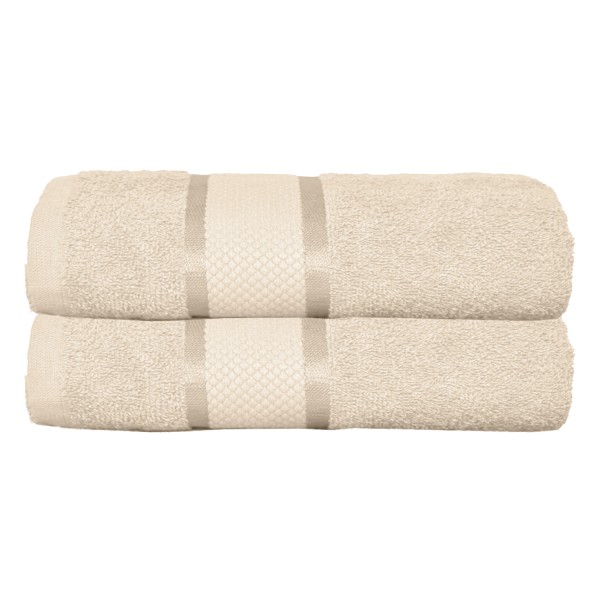 Set 2 prosoape de baie, Bumbac 100%, Uni, 400g/m², 70×130cm, Bej, PRO-3