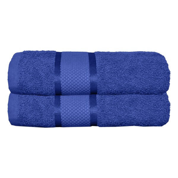 Set 2 prosoape de baie, Bumbac 100%, Uni, 400g/m², 70×130cm, Albastru, PRO-4