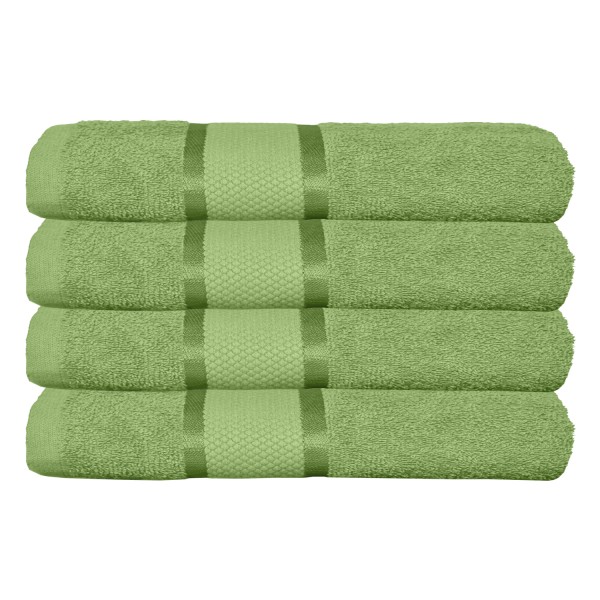 Set 4 prosoape de baie, Bumbac 100%, Uni, 400g/m², 50×90cm, Verde, PRO-8