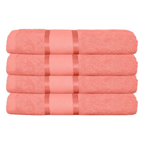 Set 4 prosoape de baie, Bumbac 100%, Uni, 400g/m², 50×90cm, Roz, PRO-9