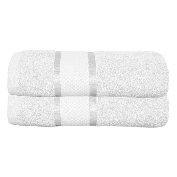 Set 2 prosoape de baie, Bumbac 100%, Uni, 400g/m², 70×130cm, Alb, PRO-12
