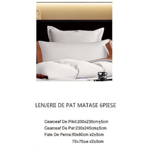 Lenjerie de pat din Matase, 6 Piese, Pat 2 Persoane, Cearceaf de pat 230 x 245cm, TAL-03 Lenjerie de pat din Matase, 6 Piese, Pat 2 Persoane, Cearceaf de pat 230 x 245cm, TAL-03