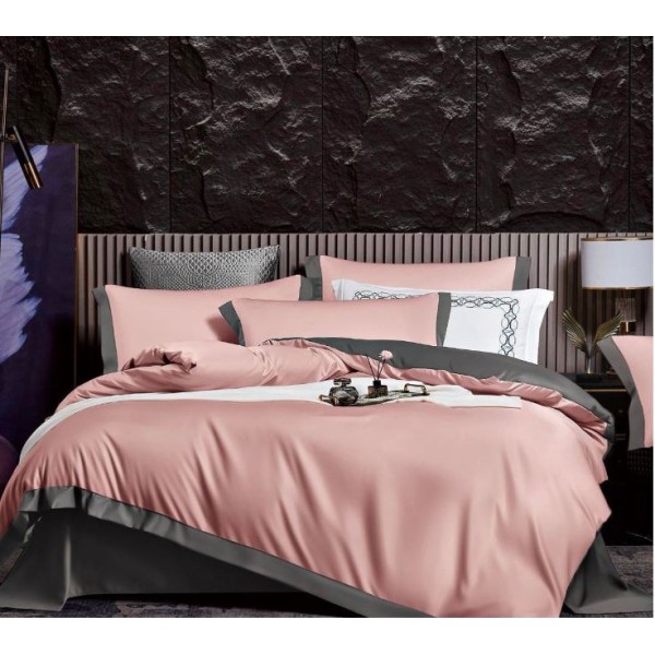 Lenjerie de pat din Matase, 6 Piese, Pat 2 Persoane, Cearceaf de pat 230 x 245cm, TAL-09