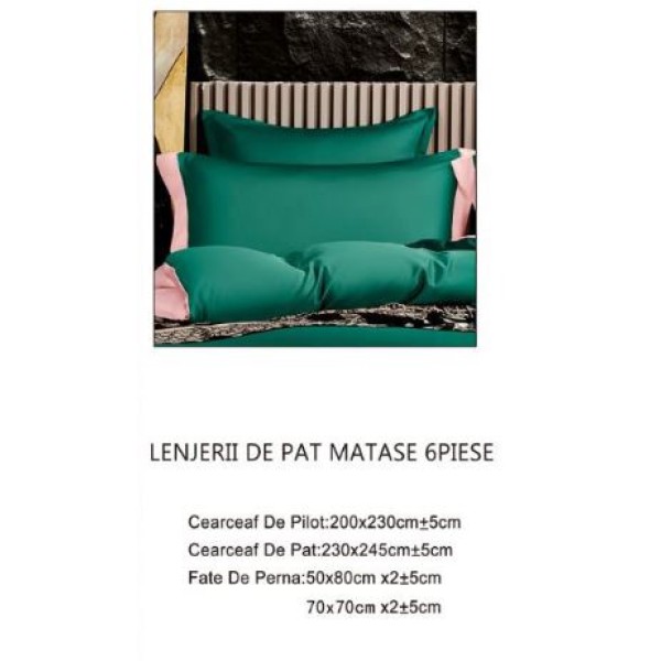 Lenjerie de pat din Matase, 6 Piese, Pat 2 Persoane, Cearceaf de pat 230 x 245cm, TAL-10 Lenjerie de pat din Matase, 6 Piese, Pat 2 Persoane, Cearceaf de pat 230 x 245cm, TAL-10