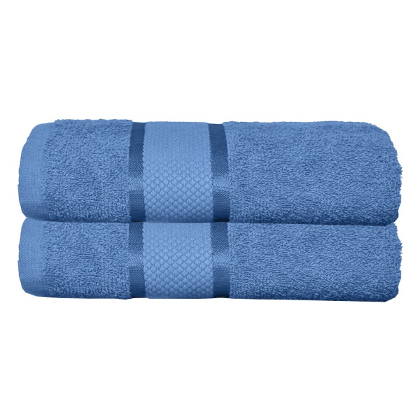 Set 2 prosoape de baie, Bumbac 100%, Uni, 400g/m², 70×130cm, Albastru, PRO-13