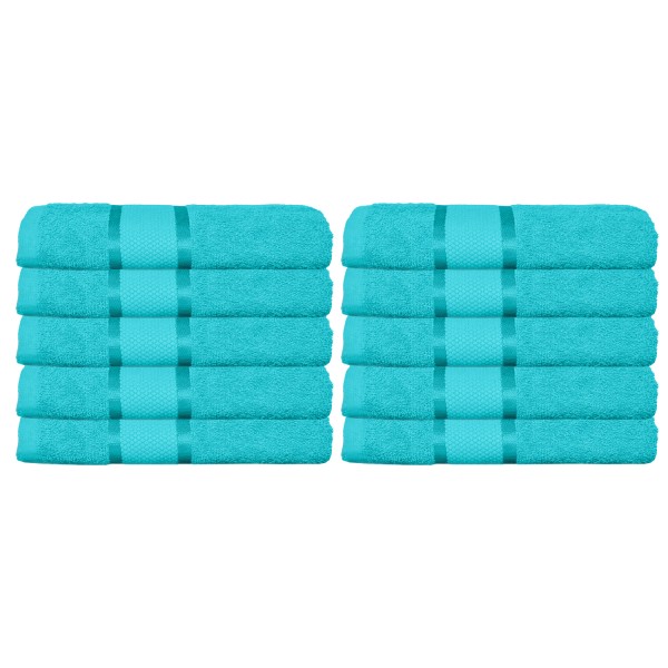 Set 10 prosoape de baie, Bumbac 100%, Uni, 400g/m², 30×50cm, Bleu, PRO-14