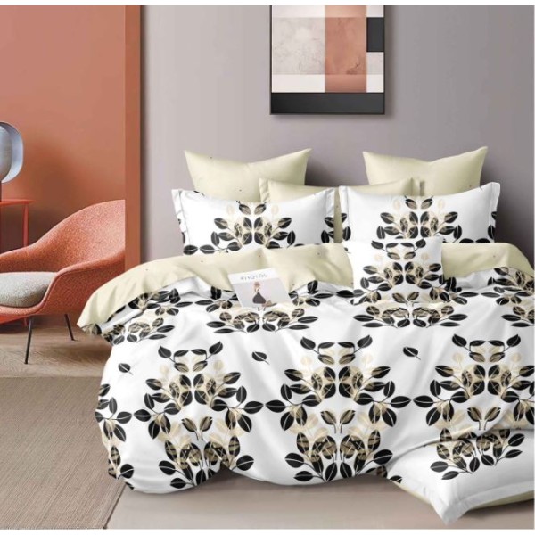 Lenjerie de pat dublu Din Finet, 6 piese, Pentru pat de 2 persoane, 230x245cm, BN-48