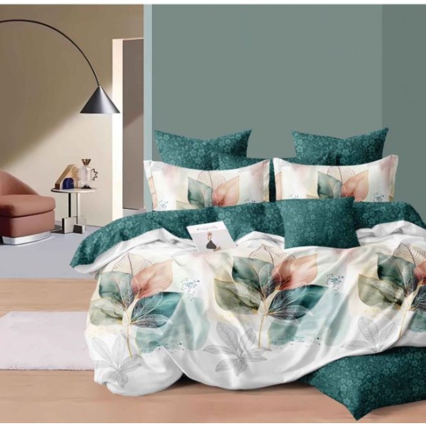 Lenjerie de pat dublu Din Finet, 6 piese, Pentru pat de 2 persoane, 230x245cm, BN-57