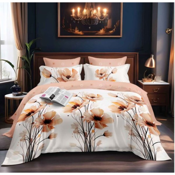Lenjerie de pat dublu Din Finet, 6 piese, Pentru pat de 2 persoane, 230x245cm, BN-67