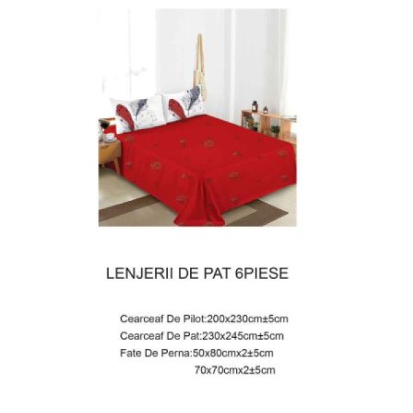 Lenjerie de pat dublu Din Finet, 6 piese, Pentru pat de 2 persoane, 230x245cm, BN-71 Lenjerie de pat dublu Din Finet, 6 piese, Pentru pat de 2 persoane, 230x245cm, BN-71