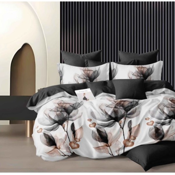 Lenjerie de pat dublu Din Finet, 6 piese, Pentru pat de 2 persoane, 230x245cm, BN-72