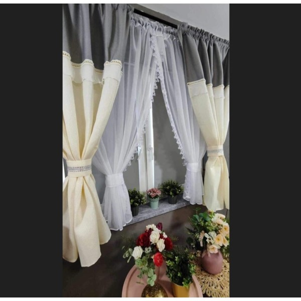 Set unic de perdele Plus draperii decorative pentru sufragerie dormitor, 4 Metri Pe 160cm, PRD-10 Set unic de perdele Plus draperii decorative pentru sufragerie dormitor, 4 Metri Pe 160cm, PRD-10