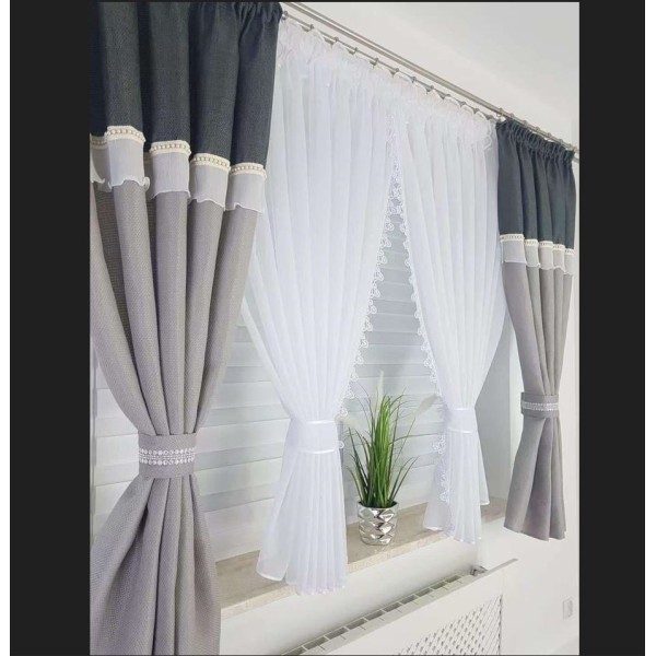 Set unic de perdele Plus draperii decorative pentru sufragerie dormitor, 4 Metri Pe 160cm, PRD-13 Set unic de perdele Plus draperii decorative pentru sufragerie dormitor, 4 Metri Pe 160cm, PRD-13
