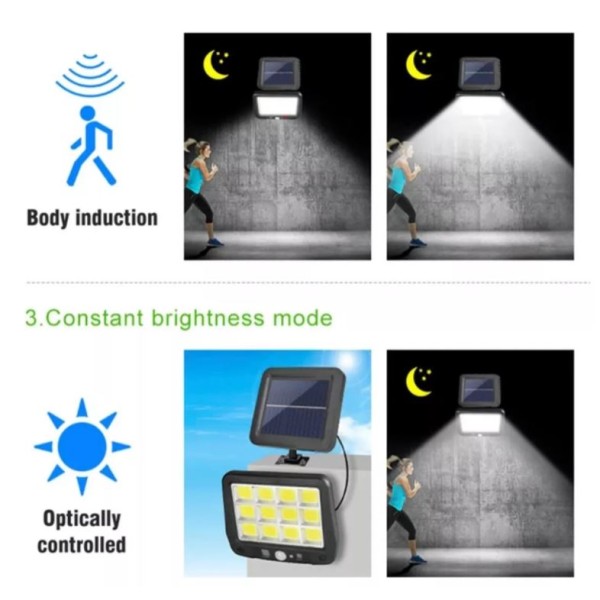 Lampă solară divizată COB Iluminat exterior de perete de grădină ,LED 216 Senzor de mișcare cu panou solar LED Lampă solară divizată COB Iluminat exterior de perete de grădină ,LED 216 Senzor de mișcare cu panou solar LED