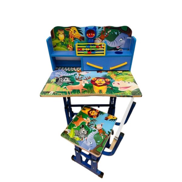 Set birou cu scaun pentru copii, reglabil, cu numaratoare si ceas, Jungla, Multicolor, F15 Set birou cu scaun pentru copii, reglabil, cu numaratoare si ceas, Jungla, Multicolor, F15