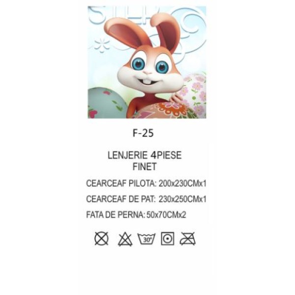 Lenjerie De Pat 4 piese, De Paste, Din Bumbac Finet, Pat 2 Persoane Cu Oua Si Iepurasi, 230x250cm, EF-25 Lenjerie De Pat 4 piese, De Paste, Din Bumbac Finet, Pat 2 Persoane Cu Oua Si Iepurasi, 230x250cm, EF-25