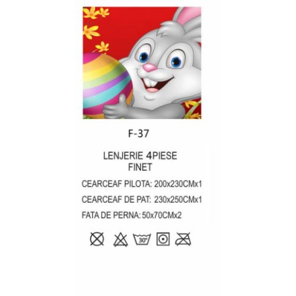 Lenjerie De Pat 4 piese, De Paste, Din Bumbac Finet, Pat 2 Persoane Happy Easter, 230x250cm, EF-37 Lenjerie De Pat 4 piese, De Paste, Din Bumbac Finet, Pat 2 Persoane Happy Easter, 230x250cm, EF-37