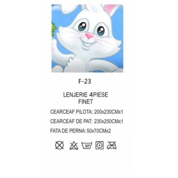 Lenjerie De Pat 4 piese, De Paste, Din Bumbac Finet, Pat 2 Persoane Cu Iepuras, 230x250cm, EF-23 Lenjerie De Pat 4 piese, De Paste, Din Bumbac Finet, Pat 2 Persoane Cu Iepuras, 230x250cm, EF-23