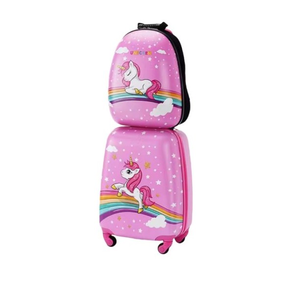 Set 2 bucati, Troler cabina copii si Rucsac copii 47/37 cm, model Unicorn and Stars, TR-1 Set 2 bucati, Troler cabina copii si Rucsac copii 47/37 cm, model Unicorn and Stars, TR-1