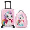 Set 2 bucati, Troler cabina copii si Rucsac copii 47/37 cm, model Unicorn Curcubeu, TR-2