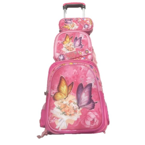 Set Ghiozdan, Geanta pentru Pranz si Penar, Roz, Model cu Fluturi, DNZ2 Set Ghiozdan, Geanta pentru Pranz si Penar, Roz, Model cu Fluturi, DNZ2