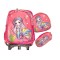 Set Ghiozdan Troler rezistent, cu luminite, Roti din silicon 41x30x18 cm, cu geanta si penar, model Sirena, DNZ5