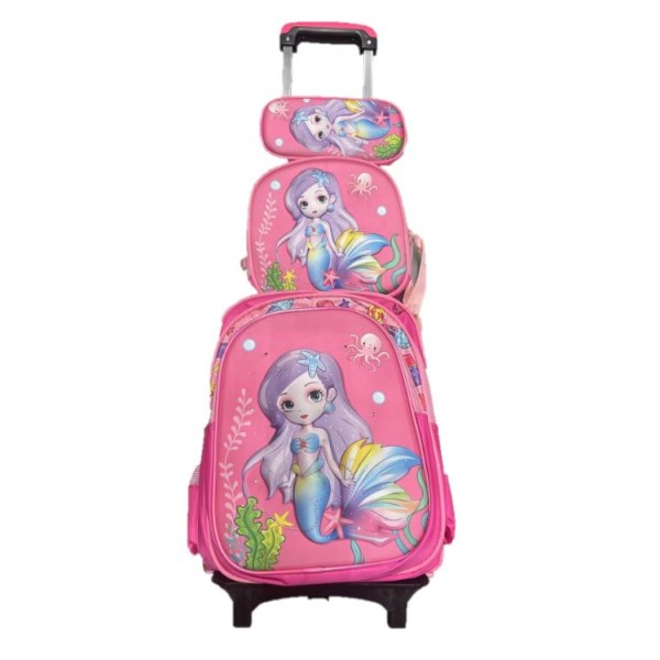 Set Ghiozdan Troler rezistent, cu luminite, Roti din silicon 41x30x18 cm, cu geanta si penar, model Sirena, DNZ5 Set Ghiozdan Troler rezistent, cu luminite, Roti din silicon 41x30x18 cm, cu geanta si penar, model Sirena, DNZ5