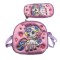 Set Ghiozdan Troler rezistent, cu luminite, Roti din silicon 41x30x18 cm, cu geanta si penar, Baby Unicorn, DNZ6