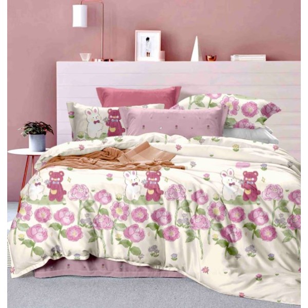 Set Lenjerie Eleganta Finet Din 4 Piese ,Pat 1 Persoana, Cearceaf de pat 155 x 230cm, JK-14