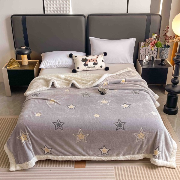 Patura Cocolino Groasa Dubla, Super Soft, cu Blanita, Pufoasa, 200 x 230 cm, Multicolor, JFP-5