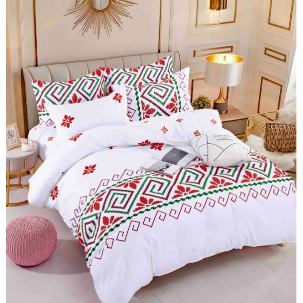 Set Lenjerie Eleganta 6 piese cu elastic din Bumbac Finet, Cearceaf de pat 180x200cm, Pat 2 Persoane, LJ-61