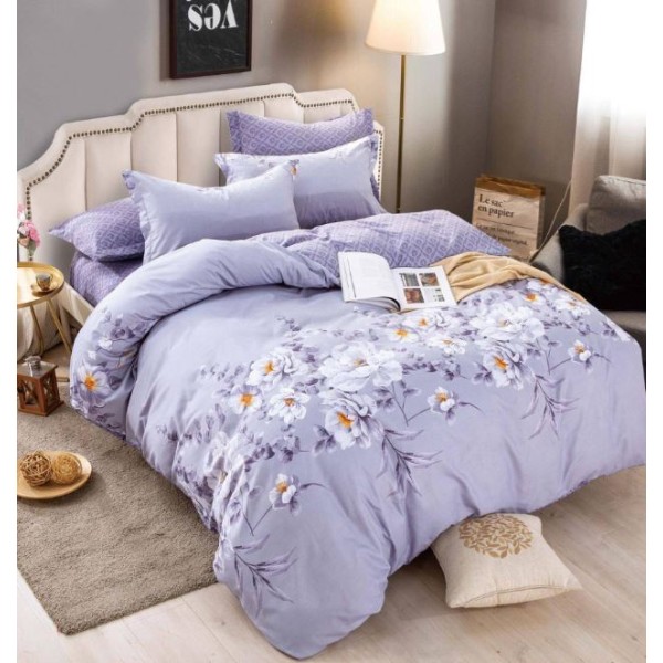 Set Lenjerie Eleganta 6 piese cu elastic din Bumbac Finet, Cearceaf de pat 180x200cm, Pat 2 Persoane, LJ-78