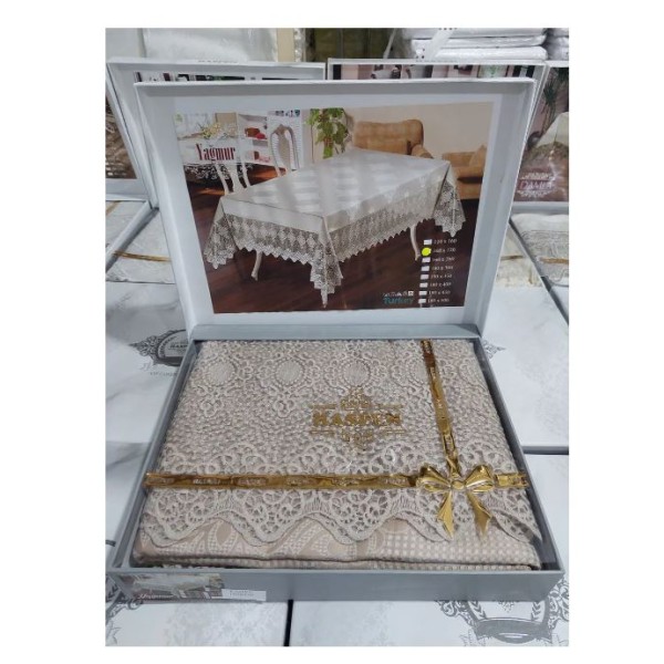 Fata de masa Lux YAGMUR cu Dantela si Catifea, 160x220cm, FT-05 Fata de masa Lux YAGMUR cu Dantela si Catifea, 160x220cm, FT-05