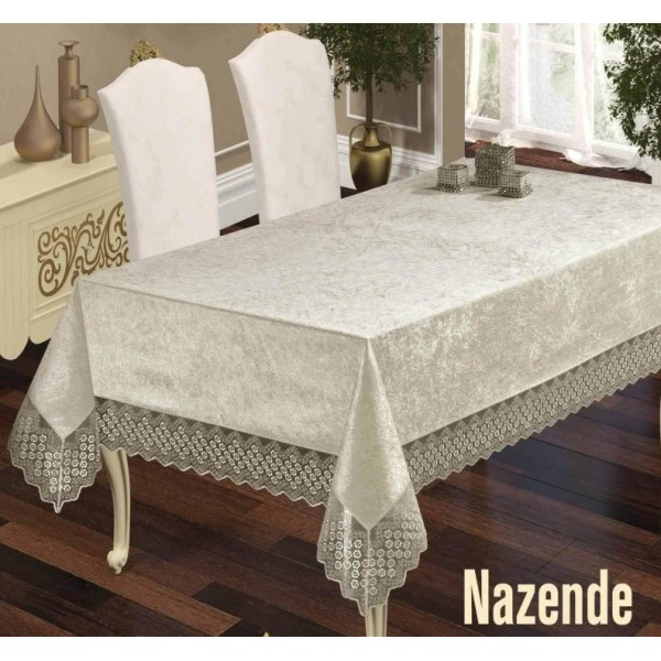 Fata de masa Lux NAZENDE cu Dantela si Catifea, 160x220cm, FT-07 Fata de masa Lux NAZENDE cu Dantela si Catifea, 160x220cm, FT-07