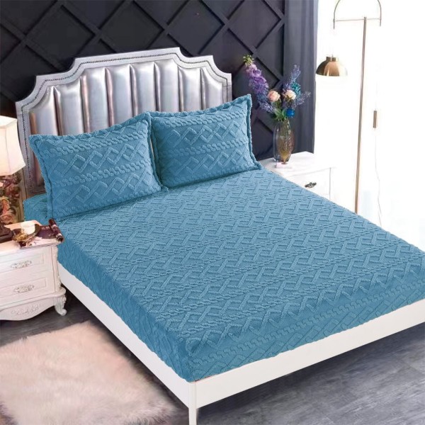 Husa de pat Cocolino si 2 fete de perna, Tricot, Uni, 3 piese, 2 persoane, 180x200cm, HP-05