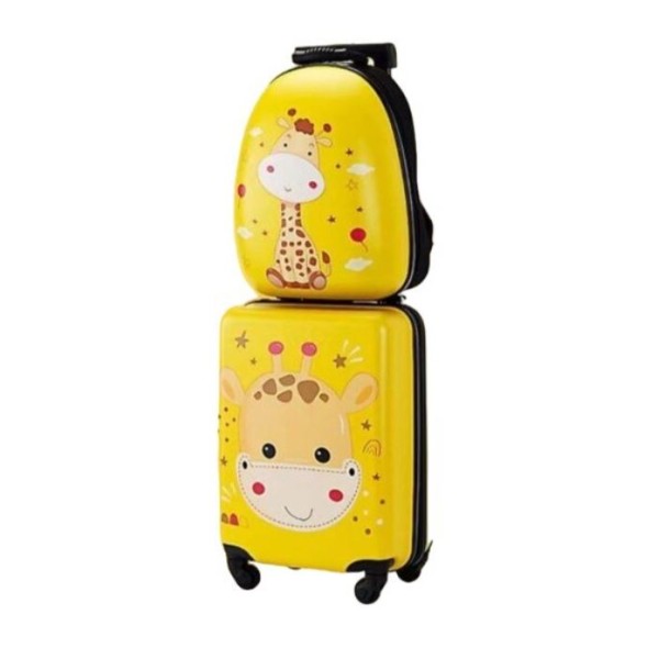 Set 2 bucati, Troler cabina copii si Rucsac copii 47/37 cm, model Girafa, TR-5 Set 2 bucati, Troler cabina copii si Rucsac copii 47/37 cm, model Girafa, TR-5
